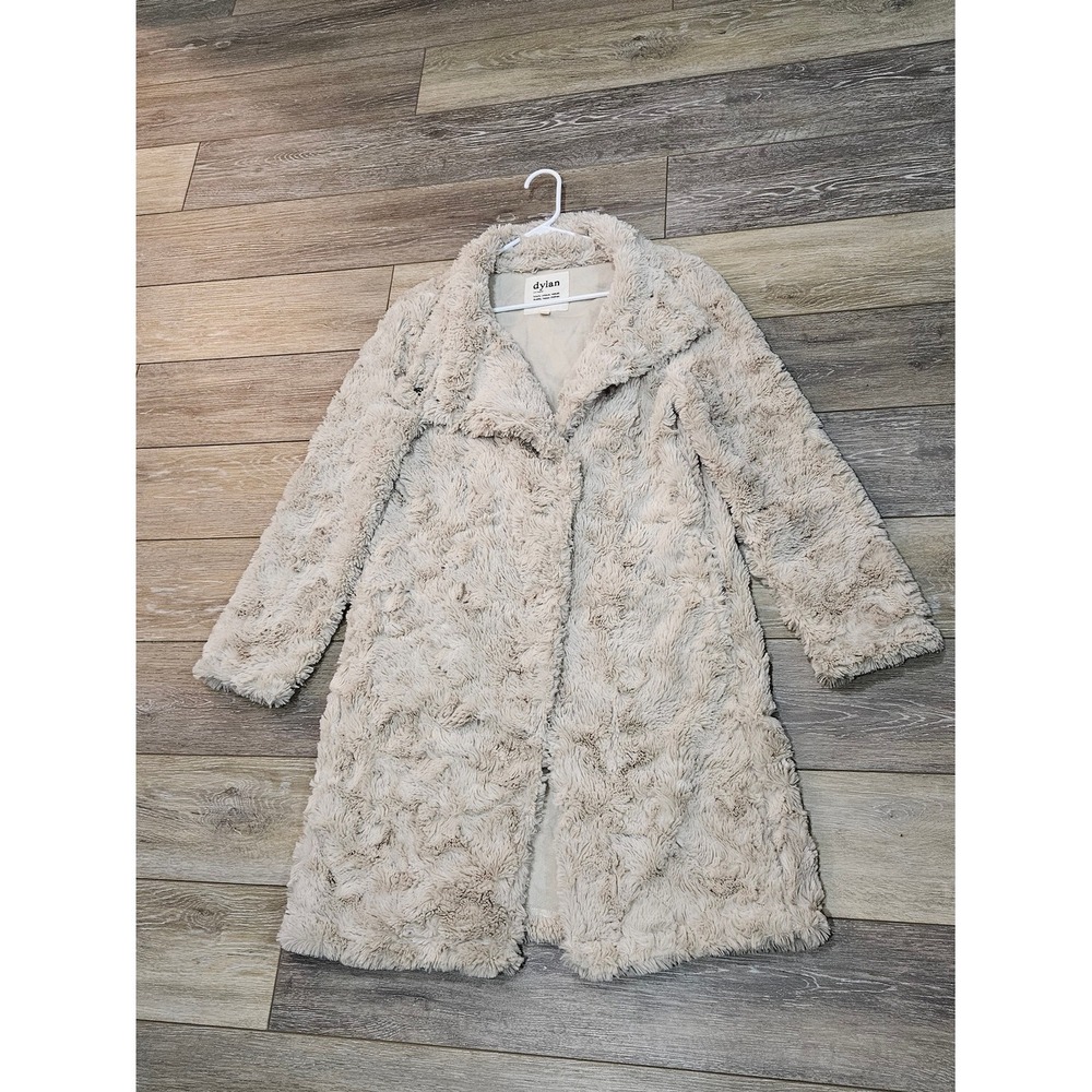 Dylan Faux Fur Long Teddy Coat in Light Beige Size Medium